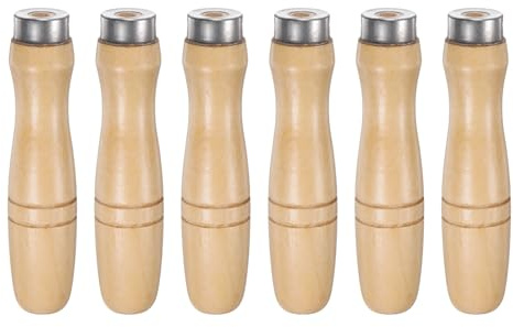 QUARKZMAN Mango de Archivo de Madera de 4.72 para Limas de Metal 10 6 Pcs | con Agujero Redondo de 6.8mm Mangos Ergonómicos con Collar de Metal