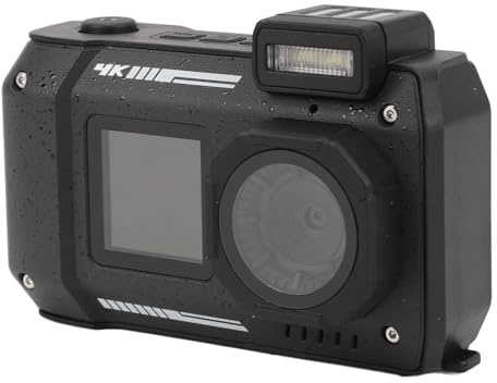 Fotocamera Subacquea 4K 65MP, Doppio Schermo con Messa a Fuoco Automatica da 2,88 Pollici 1,44 Pollici, Fotocamera Impermeabile 2500 MAh 33FT con Luce di Riempimento, per lo