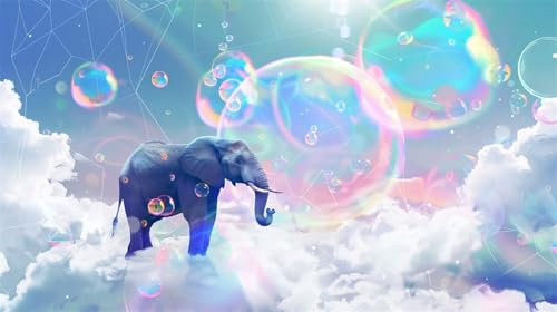 Malen Nach Zahlen, Malen Nach Zahlen Elefant Paint by Numbers Adult, DIY Traum mit Pinseln und Acrylfarben Handgemalt Ölgemälde Leinwand für Weihnachten Geschenke und Wanddeko, Ohne Rahmen (90x50cm)