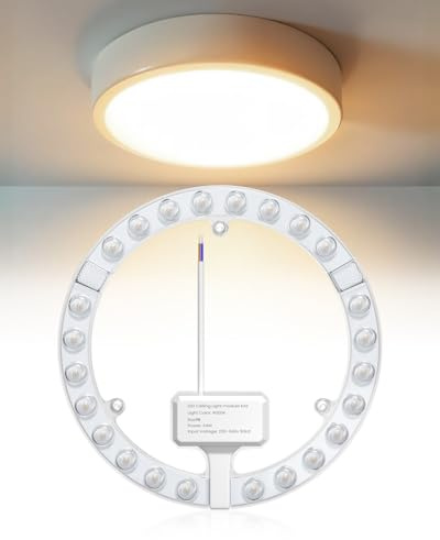 TobeBright Lampada da soffitto a LED, Ultra Sottile 24W Rotonda Set di Conversione con Supporto Magnetico, Modulo ad Anello LED Retrofit 4000K, Bianco Naturale, Diametro 19,4cm, Luce ad Anello