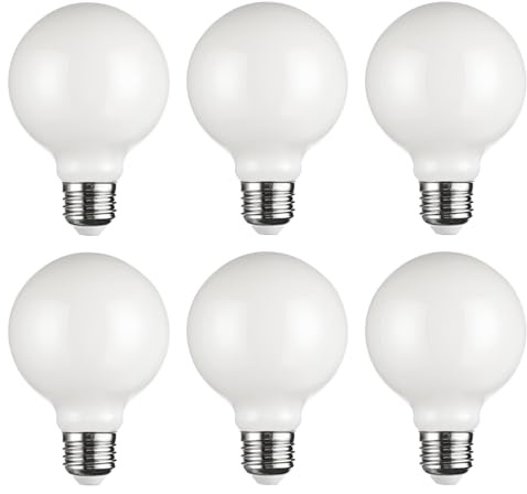 SD LUX G80 LED Edison Bulb Nondimmable 8W 1000lm Equi100W E27 2700K 6PC | Decorative White Globe Light Bulb Vintage CRI>90 Warm White Perfect for dining room living room bedroom Pendant lamp