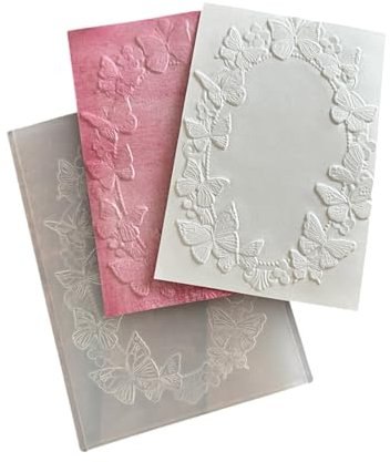 Eladcncmc Strukturierte Prägeschablonen mit Schmetterlingen und Blumen, Baum, strukturierte Scrapbooking-Vorlagen für Kartenherstellung