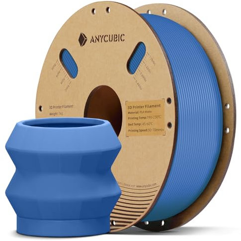 ANYCUBIC Matte PLA Filament 1,75mm, 3D Drucker Filament Matte Textur, Feine Oberfläche, Keine Schichtlinien sichtbar, Matte Blau 1KG