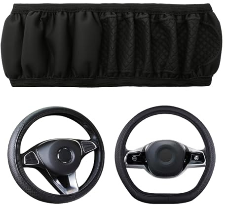 Black Steering Wheel Cover, 15 Inch Steering Wheel Protector, Dust,Non Slip, Decoration, Universal Size