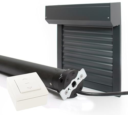 Tapparella elettrica cablata regolabile in alluminio, altezza 155 x larghezza 120 cm, colore grigio antracite (7016), montaggio facile, per finestra