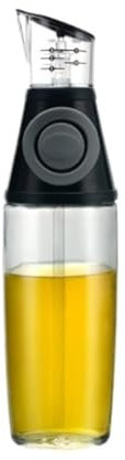 FENGJISUN Pulverizador Aceite Botella Dispensadora De Aceite De Vidrio Transparente Rellenable con Bomba De Calibre For Cocinar A La Parrilla Accesorios Cocina(Black,500ml)