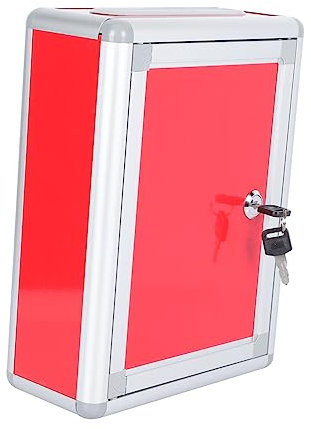 DIYEAH Cassetta Dei Suggerimenti in Metallo Rossa Palo, Cassetta Postale Versatile Per Lettere, Cartoline e Reclami, Design Semplice Per Uso Domestico e Fotografico