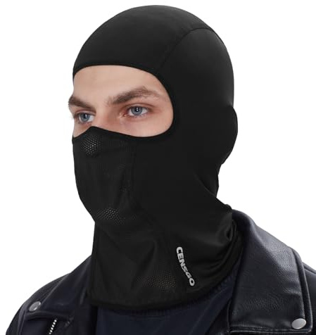 CENSGO Cooling Motorcycle Balaclava Helmet Liner, Breathable Face Cover, Lightweight Shiesty Mask for Men Women Summer Riding Black
