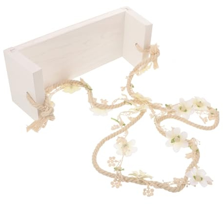 Baby Swing de Madera Blanco para Fotografía, Accesorio Decorativo | Sesiones de Recién Nacidos, Acabado Elegante, Combinación en Cloth, Estilo Único para Hogar