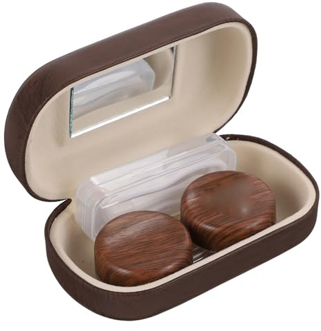 OATIPHO Storage Set Eye Case Portable Leak-Proof Dual Compartment Contact Holder with Mirror for Travel and Daily Use