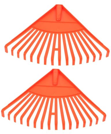 Didiseaon Rastrillo para Hojas y Césped De Jardín 16 Dientes Plástico Naranja para Limpieza Exterior Herramienta De Jardinería Práctica y Liviana Juego 2 Piezas