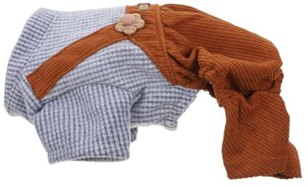 Milisten Hundelatzhose Hundeoverall aus Polyester Gestreift Warmes Haustierkostüm für Outdoor Spaziergänge und Joggenm