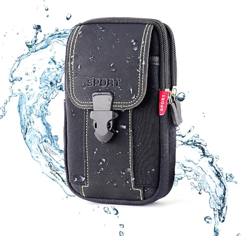 Bolsa Cintura Táctica,Riñonera Negra para Hombre,Multifuncional Riñonera Bolsa de Teléfono Celular Cinturon Tactica para Senderismo,Camping,Viajes,Ciclismo
