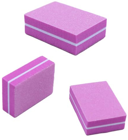 Nicear 50 st nagelbuffertblock, 100/180 grit nagelpoleringsblockfil mini dubbelsidig nagelbuffertslipblock rosa för hemmet