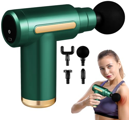 HONITANO Masseur Portatif par Percussion Mini USB Vert Lcd, Appareil de Massage Musculaire Profond Rechargeable, Ergonomique, Silencieux, Relaxation des Muscles pour Maison et Bureau