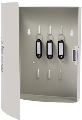 Relaxdays Portachiavi, con sportello, 9 Ganci, Home Sweet Home, HLP: 24 x 21 x 6,5 cm, Chiusura Magnetica, Bianco