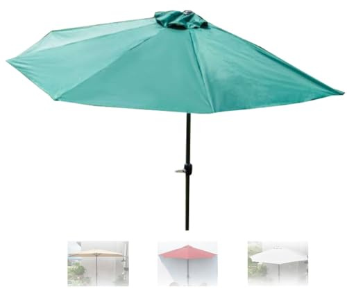Parasol d'extérieur demi-lune de 3/2,7 m, pare-soleil mural avec manivelle, gain de place, auvent pour balcon, vert, 300 cm, pour petites surfaces et jardins