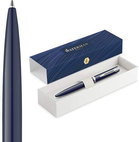 Waterman Impression Penna a sfera | Punta media con ricarica inchiostro blu | Lacca blu con finiture placcate in palladio | Confezione regalo