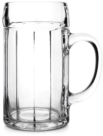 Hyper Mart German Classic 2 Pint Glass Beer Mugs Party Pub Bar Style Tankards Stein Glasses (Bavarian Glass Stein)
