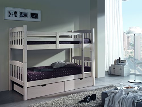 desconocido MUEBLESYA.COM -Litera niños juevenil Dos Camas con Pack de cajones en Blanco Lavado
