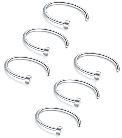 Briana Williams 6stk Nasenring Nasenpiercing Fake Nase Lippe Ring Set 20G 18G 16G 6mm/8mm/10mm/12mm Chirurgenstahl Piercing Nasen Schmuck