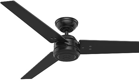HUNTER LockventilProtos, 132 cm, takfläkt för inomhus- och utomhusbruk med väggbrytare, husfärg: Matt svart, 3 sidor användbara vingar, modell 50624