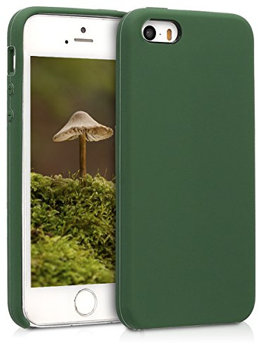 kwmobile Housse Compatible avec Apple iPhone SE (1.Gen 2016) / iPhone 5 / iPhone 5S Coque - Housse de téléphone Protection Souple en TPU Silicone - Vert foncé