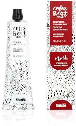 GLOSSCO PROFESSIONAL - Mascarilla Color Beat Mask, 100 ml, Tono Scarlet Red, Coloración Semipermanente en Crema, con Gardenia y Aceite de Coco, Tonos más Vivos, Cabello Suave y Brillante