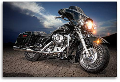 Premium Textil-Leinwand 120 x 80 cm Quer-Format Harley Davidson Street Glide | Wandbild, HD-Bild auf Keilrahmen, Fertigbild auf hochwertigem Vlies, Leinwanddruck von N N
