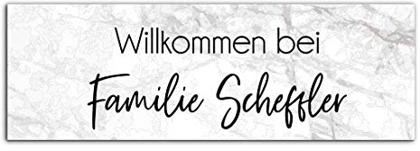 Edles Türschild mit Namen für die Haustür | Namensschild Briefkasten-Schild selbstklebend oder mit Bohrlöcher Klingelschild mit kratzfestem UV Druck | Größe ab 12x4 cm bunte Türschilder