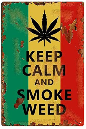 Keep Claim and Smoke Weed Marihuana-Blatt Metall-Blechschild Cannabis Weed Eisen Malerei Reefer Gras Wandkunst Poster 30,5 x 20,3 cm