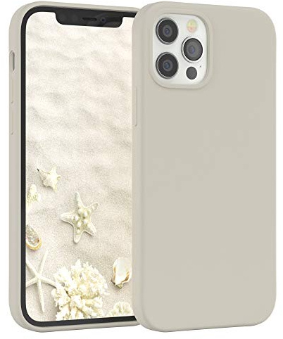 EAZY CASE Premium Silikon Handyhülle kompatibel mit iPhone 12 Slimcover mit Kameraschutz und Innenfutter, Silikonhülle, Schutzhülle, Bumper, Handy Case, Hülle, Softcase, Taupe