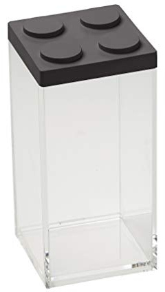 OMADA Contenitore Mattoncino per Alimenti da 1,5L con Coperchio Impilabile | Barattolo Rettangolare Alto 10x10x H20 cm, Contenitore Trasparente, Ideale per Dispensa, Collezione Brickstore