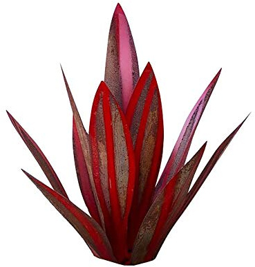 YIWOYI Plantas de agave de metal, decoración de jardín de metal, 9 hojas, tequila, escultura rústica, óxido, jardín, patio, estatuas artísticas, manualidades, decoración del hogar (rojo, 35 cm)