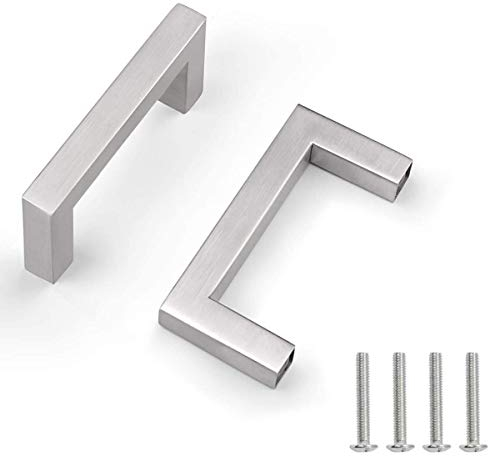 Drenky Schrankgriffe 64mm Lochabstand, Küchengriffe Edelstahl Gebürstet Silber Möbel Griffe mit Schraube für Küchenschränke Vintage, 2 Stück