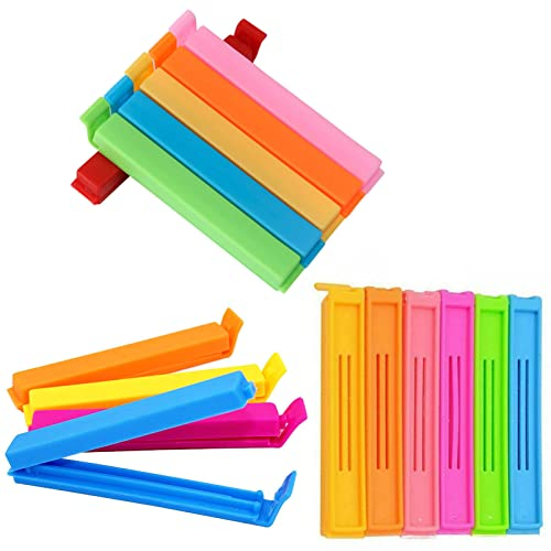 18 Pcs Food Bag Clips, Plastic Food Clips in 3 Sizes & 6 Colours Reusable Colorful Bag Sealing Clip