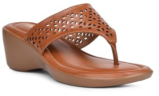 BATA Infradito da donna con zeppa, eleganti sandali con tacco medio, comodi senza lacci con separatore per le dita, plantare imbottito per lavoro casual, abbigliamento festivo e da sera, marrone