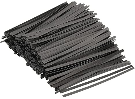 PATIKIL Twist Ties 4.7 Paper Closure Tie for Party Tying Gift Bags, Candy, Bread, Arts Crafts Black Pack of 500