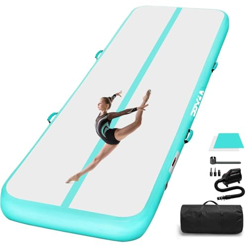 PPXIA Gymnastics Mat Inflatable Tumbling Mat 3M/4M/5M/6M Tumble Track, Air Gym Track with Electric Air Pump for Home Use/Cheerleading