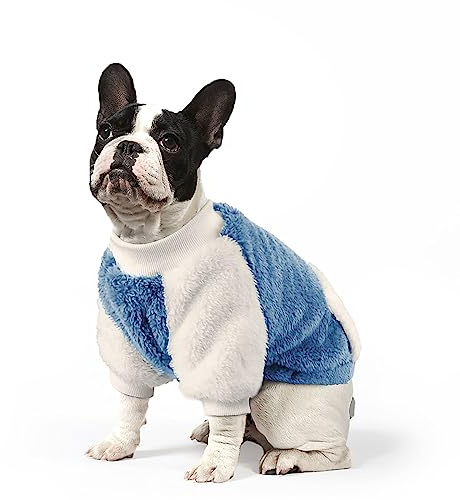 NAMSAN Hundepullover für Kleine Hunde Winter Hundepullover mit Taschendesign Warm Fleece Hundepulli für Kleine Hunde/Welpe-Blau, XXL