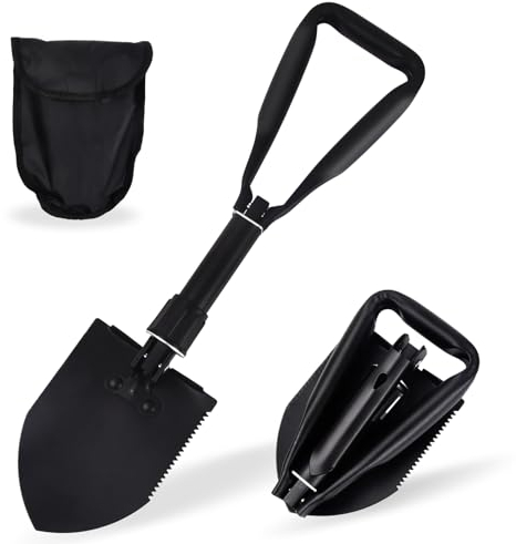 Robusta Pala da Campeggio Pieghevole Militare in Acciaio al Carbonio, Pala Pieghevole Multifunzionale, Accessorio Essenziale per Il Giardino Utilizzabile All'aperto (M)