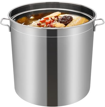 Olla de acero inoxidable, 50 l olla con cesta de filtro permite y tapa, utensilios de cocina, para cocinas de gas, quemadores de inducción y llamas abiertas, altura 50 cm