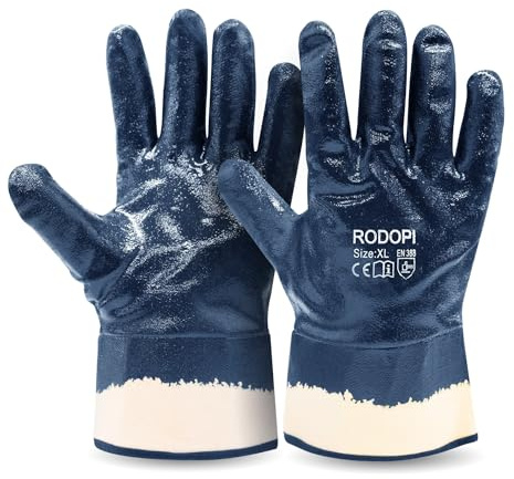 RODOPI Arbeitshandschuhe Lubrix-Pro Nitril vollbeschichtet Gummihandschuhe für Herren und Damen Nitrilhandschuhe Ölresistent Handschuhe Gartenhandschuhe