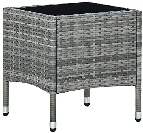 AUVYI Gartentisch Grau 40x40x45 cm Poly Rattan Küchentisch Biertisch Dining Table Pokertisch Bierpong Tische Campingtisch Buffettisch Multifunktionstisch Beistelltisch Klein