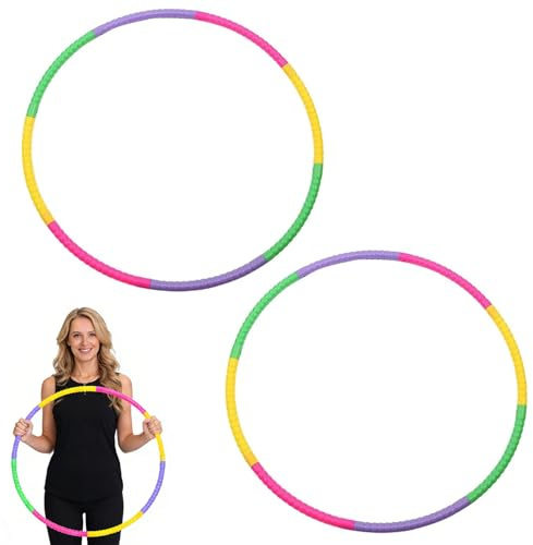 2 Pcs Collapsible Fitness Hula Hoops, Colorful Portable Segmented Sports Hula Hoop, Adjustable Hoola Hoops Ring for Dancing, Pet Training, Home Exercise(applicable to people aged 15 and above)