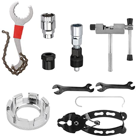 9 Pezzi Kit di Attrezzi Per Bici Attrezzi Per Riparazione Biciclette Chiave Per Rimozione Cassetta Estrattore Pedivella Movimento Centrale Ruota Libera Rimozione Manutenzione Pinze di Collegamento Int