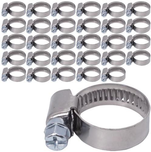 SKIR'CO Fascette stringitubo regolabili in acciaio inox da 12-20 mm, 30 pezzi, Argento
