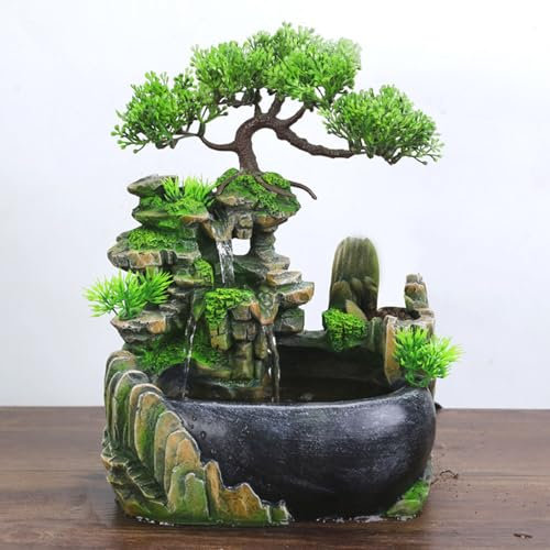 guoyjmm Fontana da Tavolo a Cascata, Fontana Zen, Fontana da Interno, Ornamenti d'Acqua Correnti Fontana, Giardino Zen, per la Decorazione della Casa, Arredamento per Ufficio, Soggiorno