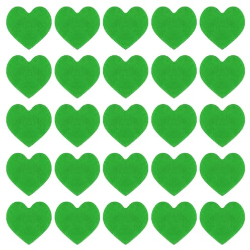 QUARKZMAN Herzförmige Pom Pom-Herzen aus Filz für Valentinstag, Basteln, Kunsthandwerk, Grün 3cm x 3cm, Packung mit 100