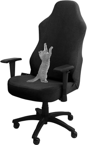 YOPOIY Gaming Stuhl Abdeckung Katze Kratzfest, Stretch Karierten Drehstuhl Slipcover Mit Armlehne Abdeckungen Soft Game Stuhl Abdeckung (schwarz,Einheitsgröße)